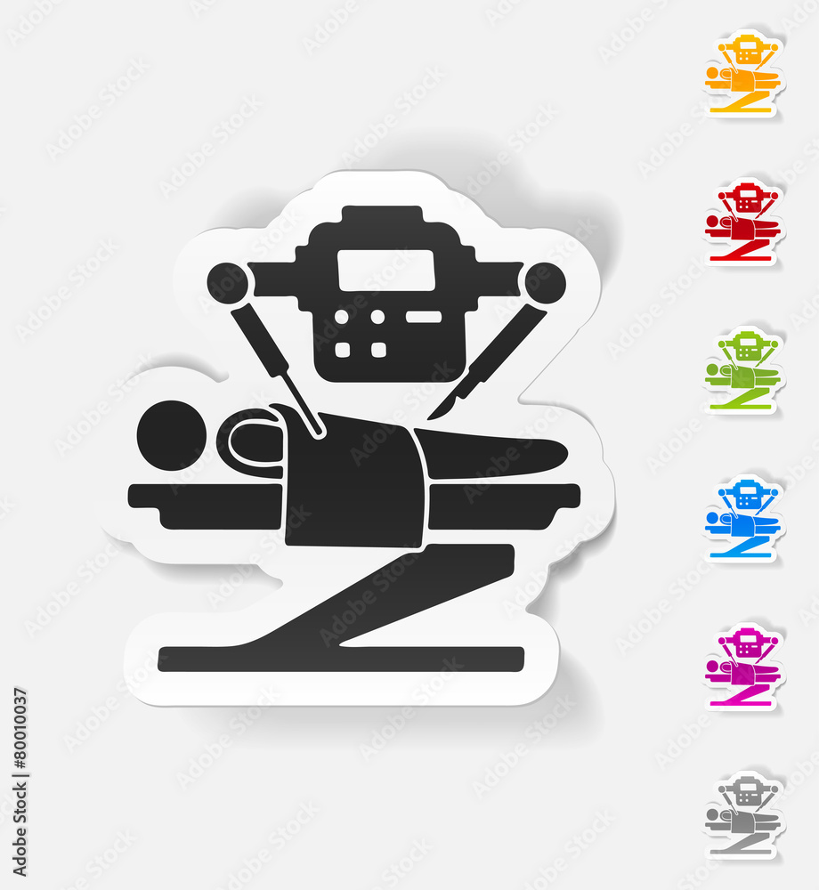 Poster realistic design element. robot surgeon
