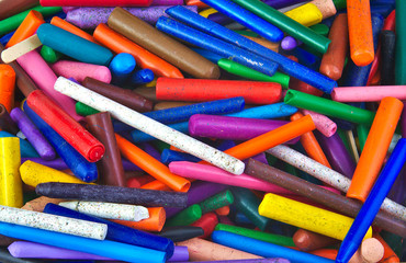 Bunch of very used wax crayons