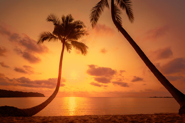 Beautiful sunset over the island beach