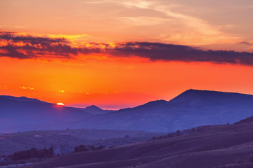 Mountains on sunset