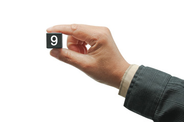 Hand with number.