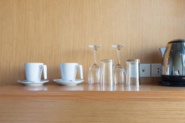 coffee cup and glass