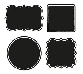 Set of black labels with rough border