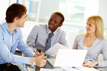 Workers at meeting