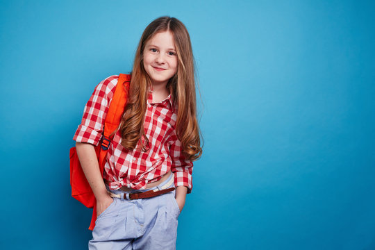 Girl with schoolbag