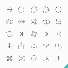 Thin linear arrows icons set vector illustration