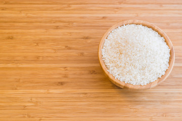 Fototapeta na wymiar Japanese rice on the wooden table.