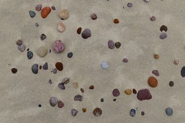 Fototapeta na wymiar Sandy beach with small pebbles