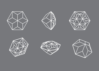 illustration of  set with precious gemstones different shape