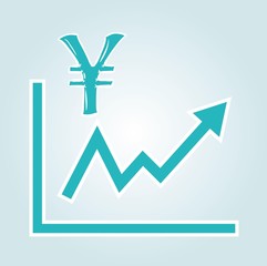 decreasing graph with yen symbol