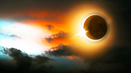 Sonnenfinsternis, Mond und Sonne am Himmel © i-picture