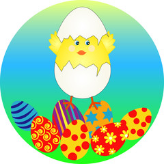 Easter eggs with chicken