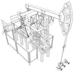 Oil pump jack. Vector rendering of 3d