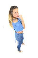 Fototapeta premium sexy attractive blond hair woman happy fashion beauty concept