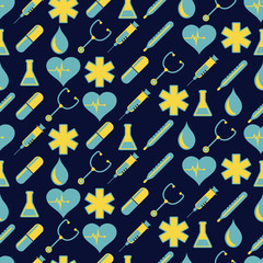 Seamless background with icons on the medical theme
