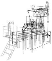 Oil pump jack. Vector rendering of 3d