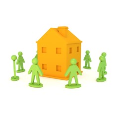 3d house and people