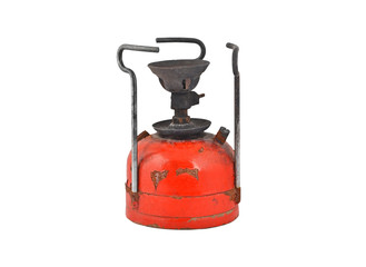 Old camping stove (primus), isolated on white background
