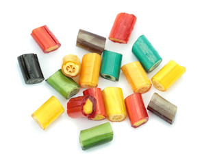 Colorful candies isolated on white background