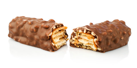 Chocolate bar with waffles and peanuts