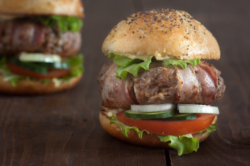 Bacon wrapped burger