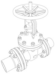 Industrial valve. Vector rendering of 3d