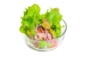 Fresh vegetable salad isolated on white