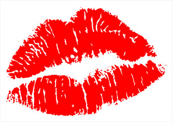 kiss. illustration empreinte lèvres - obrazy, fototapety, plakaty