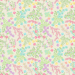 Vector Seamless Tileable Easter Background Pattern with Flowers