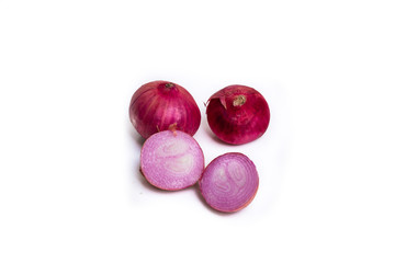 Shallot, Red onions on a white background