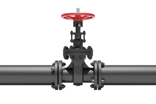 Black industrial valves and pipe