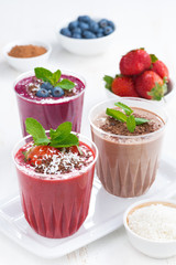 Assorted milkshakes - strawberry, chocolate and blueberry