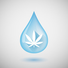 Water drop with a marijuana leaf