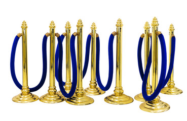 golden pole barricade isolated