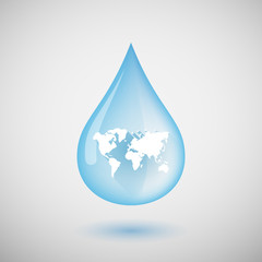 Water drop with a world map
