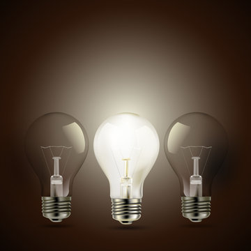 light bulbs on brown background