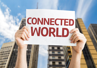 Connected World card with a urban background