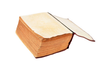 Dirty antique book, isolated on white background
