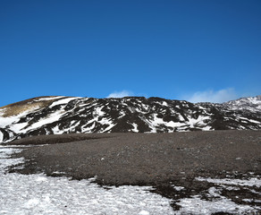 Etna covered by snow - the volcano in Sicily