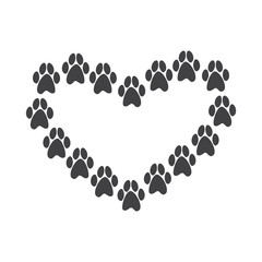 Paw prints heart