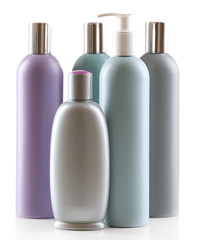 Cosmetic bottles isolated on white background