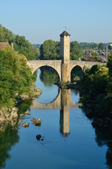 Famous medieval bridge in the old French town Orthez © OlegMit