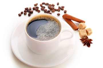 Cup of coffee isolated on white