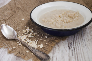 porridge in an iron plate