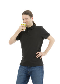 Man Drinking Green Smoothie