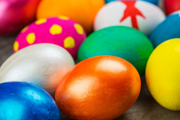 Fototapeta na wymiar Easter egg, hand painted beautiful and colorful