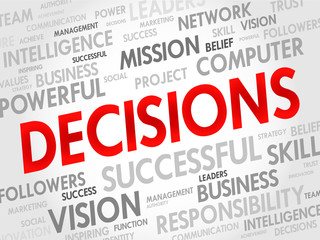 DECISIONS word cloud, business concept
