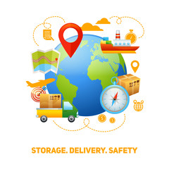 Naklejka premium Logistic global concept design illustration