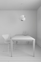 Interior rendering of a kitchen without textures