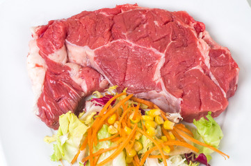 Raw veal and salad